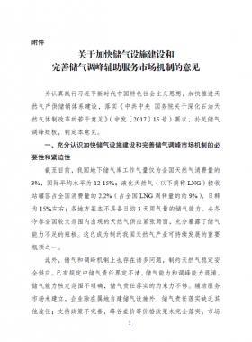 《關(guān)于加快儲(chǔ)氣設(shè)施建設(shè)和完善儲(chǔ)氣調(diào)峰輔助服務(wù)市場機(jī)制的意見》的通知(發(fā)改能源規(guī)〔2018〕637號)